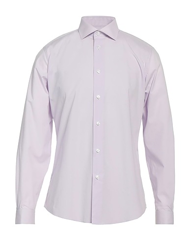 CAVALLI CLASS Solid color shirt Lilac 97% Cotton, 3% Elastane
