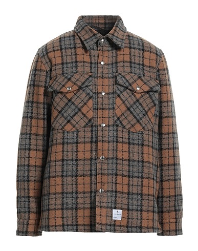 DEPARTMENT 5 Checked shirt Camel 100% Wool