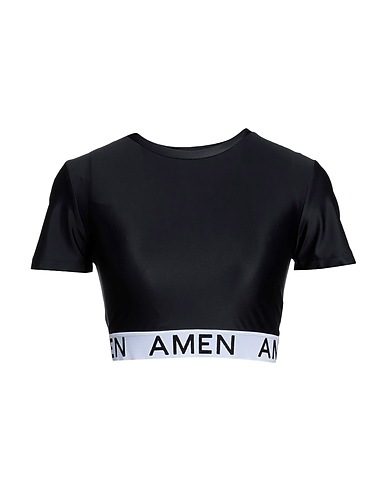 AMEN Crop top Black 78% Polyamide, 22% Elastane, Polyester