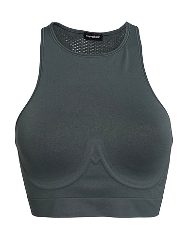 CALVIN KLEIN Crop top Dark green 91% Polyamide, 9% Elastane