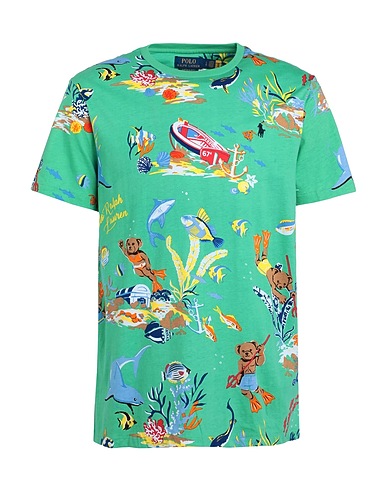 POLO RALPH LAUREN Футболка CUSTOM SLIM FIT POLO BEAR JERSEY T-SHIRT
 Зелёный 100% Хлопок