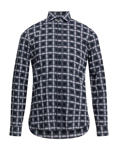 CC COLLECTION CORNELIANI Checked shirt Navy blue 100% Cotton
