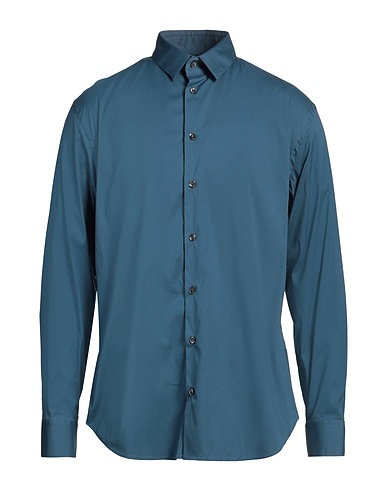 GIORGIO ARMANI Solid color shirt Deep teal 75% Cotton, 21% Polyamide, 4% Elastane