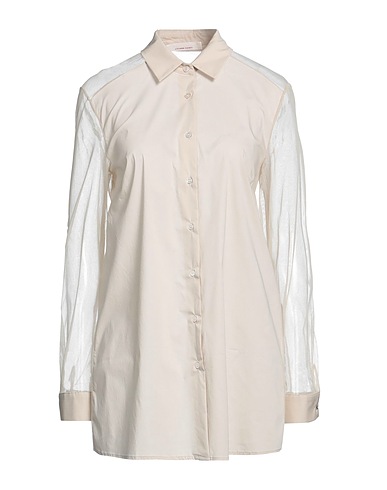 LIVIANA CONTI Solid color shirts & blouses Beige 68% Cotton, 28% Polyamide, 4% Elastane