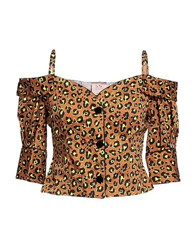 SE-TA Rosy Iacovone Patterned shirts & blouses Brown 97% Cotton, 3% Elastane