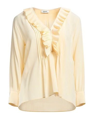 SANDRO Hemden und Blusen aus Seide Pastellgelb 100% Seide, Perlmutt, Polyester