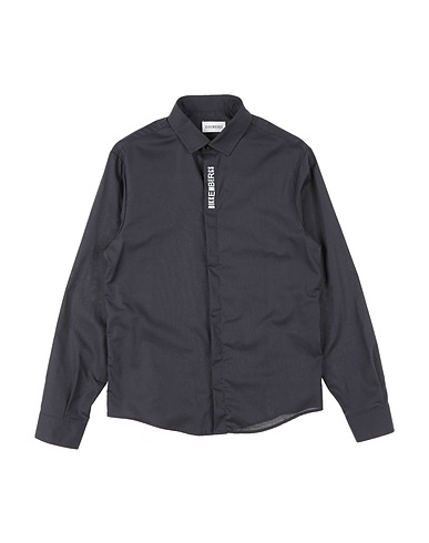 BIKKEMBERGS Solid colour shirt Black 97% Cotton, 3% Elastane