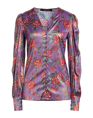 ANDAMANE Floral shirts & blouses Purple 97% Viscose, 3% Elastane
