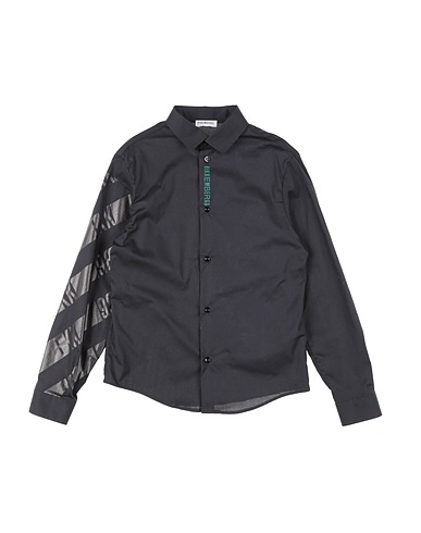 BIKKEMBERGS Solid colour shirt Black 97% Cotton, 3% Elastane