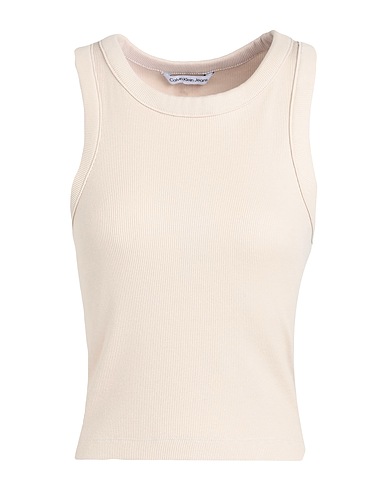 CALVIN KLEIN JEANS Vest Beige 94% Cotton, 6% Elastane