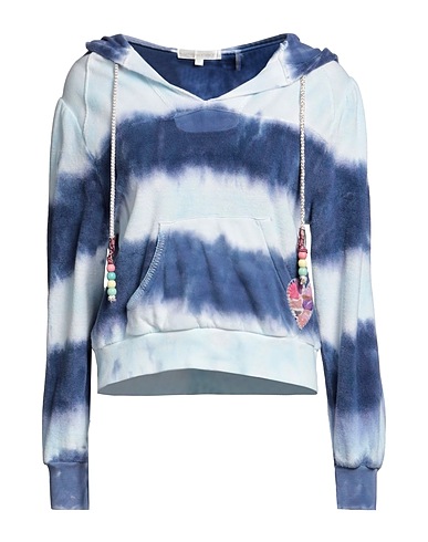 LOVESHACKFANCY Hooded track jacket  Slate blue 100% Cotton