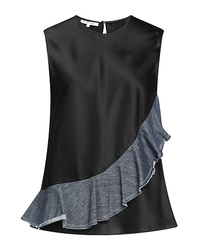 HELMUT LANG Top Black 86% Triacetate, 14% Polyester, Cotton
