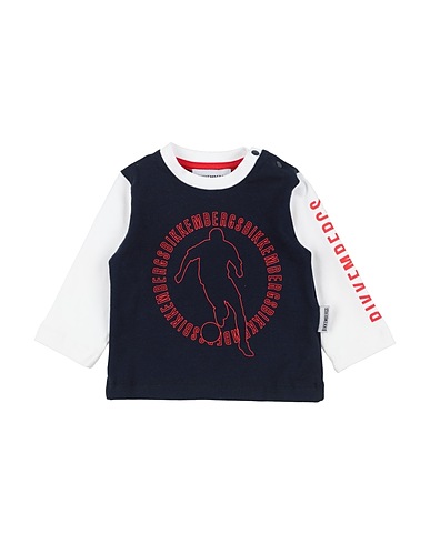 BIKKEMBERGS T-shirt Navy blue 95% Cotton, 5% Elastane