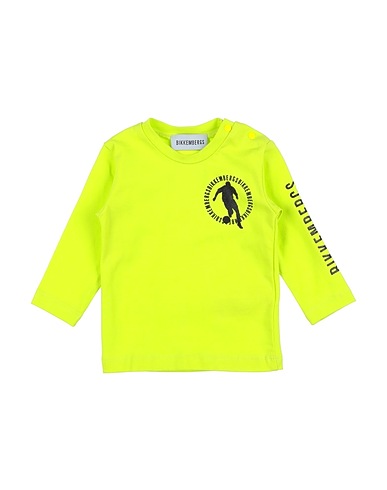 BIKKEMBERGS T-shirt Lime green 95% Cotton, 5% Elastane