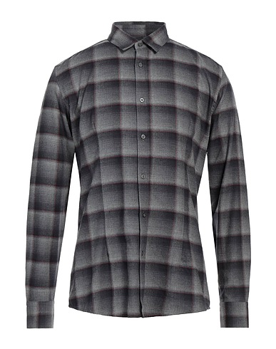 GREY DANIELE ALESSANDRINI Checked shirt Lead 100% Cotton