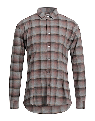 GREY DANIELE ALESSANDRINI Checked shirt Light brown 100% Cotton