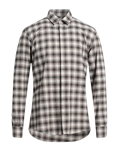 GREY DANIELE ALESSANDRINI Checked shirt Khaki 100% Cotton