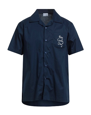 SLOW COMFY DAY Camicia tinta unita Blu navy 100% Cotone