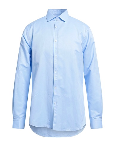 SIVIGLIA Solid colour shirt Sky blue 75% Cotton, 25% Polyester