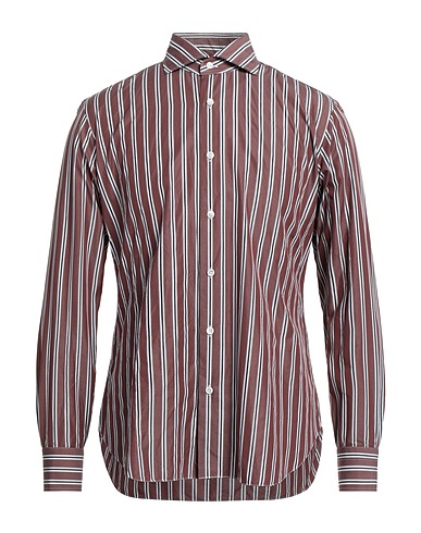 BARBA Napoli Striped shirt Chocolate brown 100% Cotton