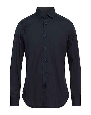 BARBA Napoli Shirts Midnight blue 78% Cotton, 18% Polyamide, 4% Elastane