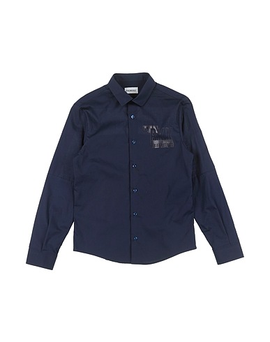 BIKKEMBERGS Patterned shirt Midnight blue 97% Cotton, 3% Elastane
