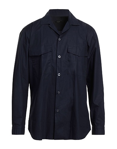 LIU •JO MAN Solid colour shirt Midnight blue 100% Cotton