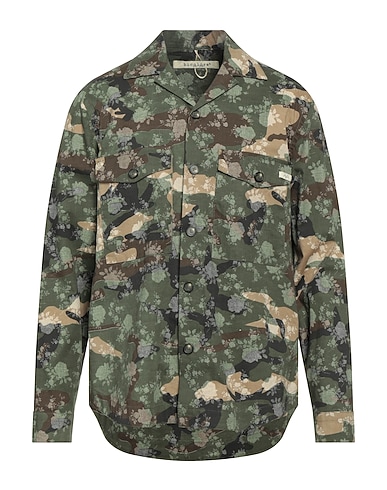 BICOLORE® Patterned shirt Military green 97% Cotton, 3% Elastane