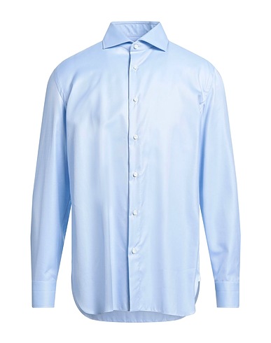 LUIGI BORRELLI NAPOLI Solid color shirt Blue 100% Cotton