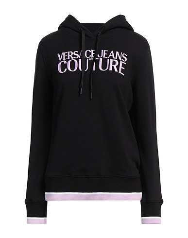 VERSACE JEANS COUTURE Hooded track jacket  Black 100% Cotton