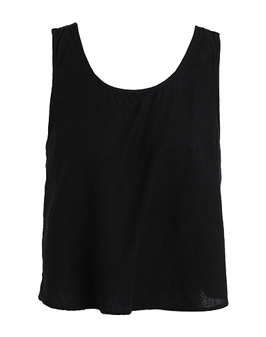 VERO MODA Top Black 55% EcoVero™ viscose, 45% Linen