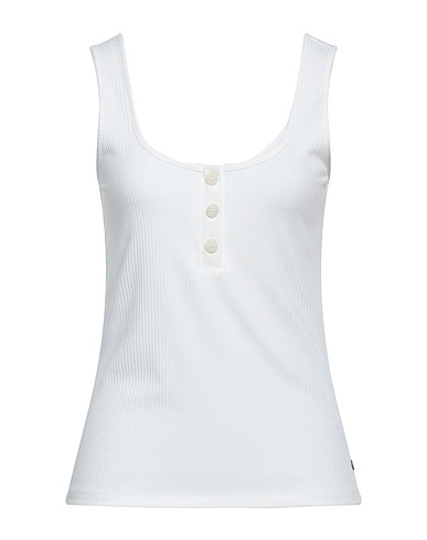 GARCIA Tank top White 65% Polyester, 25% Viscose, 10% Elastane