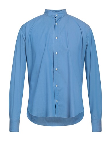 MASSIMO LA PORTA Solid colour shirt Pastel blue 100% Cotton