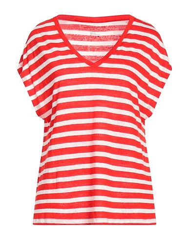 MAJESTIC FILATURES T-shirt Red 93% Linen, 4% Elastane, 3% Cotton