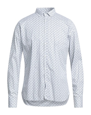 AGLINI Patterned shirt White 97% Cotton, 3% Elastane