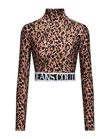 VERSACE JEANS COUTURE Crop top Camel 80% Polyamide, 20% Elastane