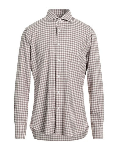 BARBA Napoli Checked shirt Taupe 100% Cotton