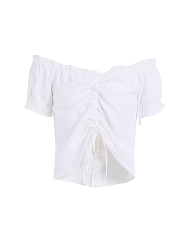 VERO MODA Off-the-shoulder top White 55% EcoVero™ viscose, 45% Linen