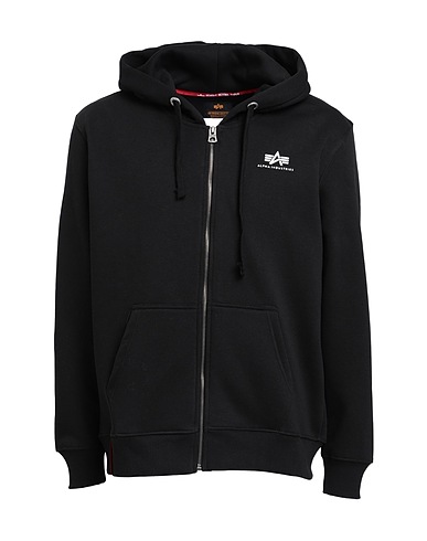 ALPHA INDUSTRIES Hooded track jacket  Black 80% Cotton, 20% Polyester