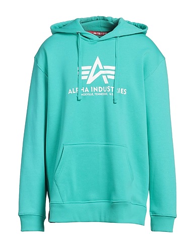 ALPHA INDUSTRIES Hooded track jacket  Turquoise 80% Cotton, 20% Polyester