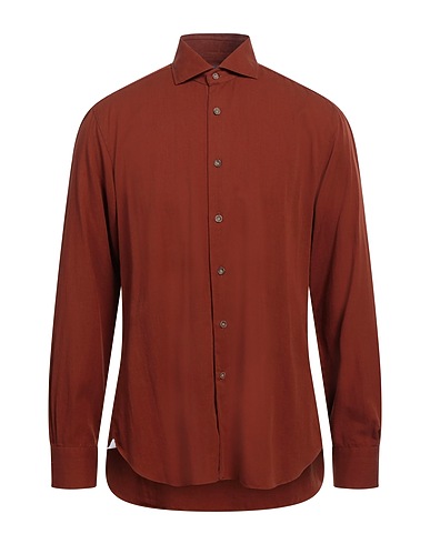 BARBA Napoli Solid color shirt Brown 100% Cotton