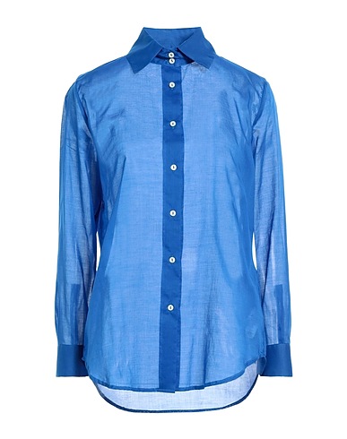 BRIAN DALES Solid color shirts & blouses Bright blue 100% Cotton