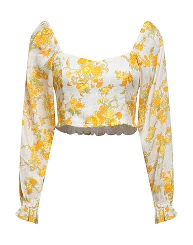 FAITHFULL Off-the-shoulder top Yellow 100% Linen
