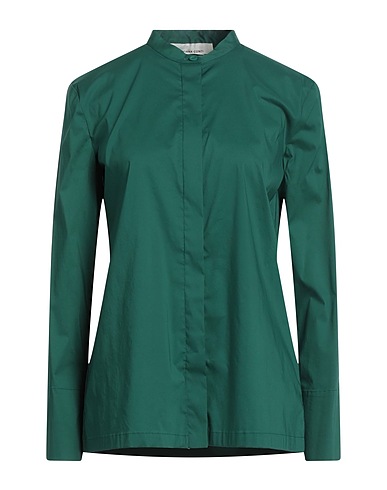 LIVIANA CONTI Solid color shirts & blouses Green 68% Cotton, 28% Polyamide, 4% Elastane