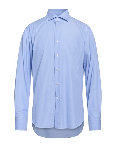ALESSANDRO GHERARDI Solid color shirt Sky blue 100% Cotton