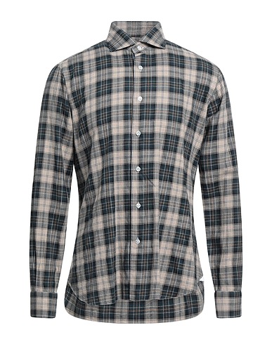 BARBA Napoli Checked shirt Beige 100% Cotton