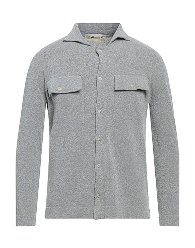 IRISH CRONE Solid colour shirt Grey 65% Cotton, 35% Nylon