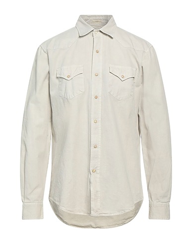 ROŸ ROGER'S Solid colour shirt Light grey 100% Cotton