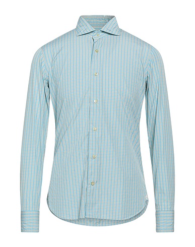 CALIBAN Checked shirt Sky blue 100% Cotton
