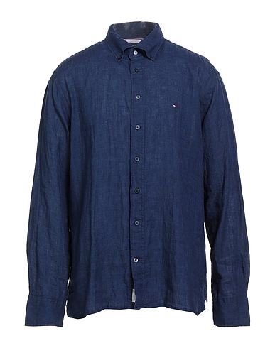 TOMMY HILFIGER Linen shirt Navy blue 100% Linen